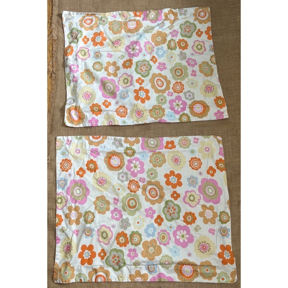Pottery Barn Teen Floral Pillow Shams Flower Power Colorful Hippie Boho Cottage